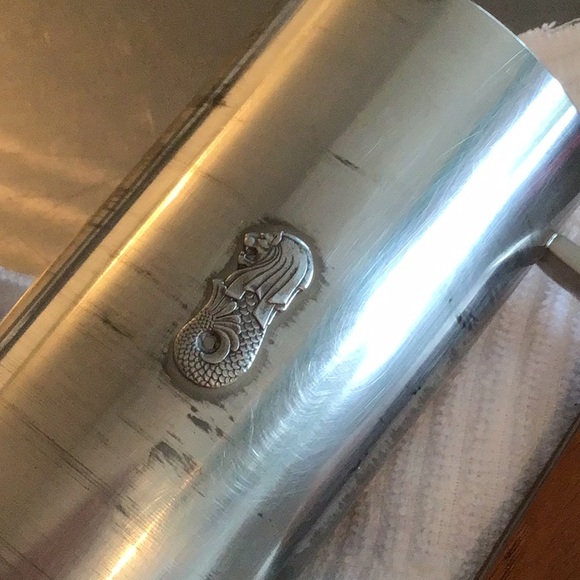 Selwin Pewter mug, 6” tall, wood inlaid handle. - Picture 2 of 9